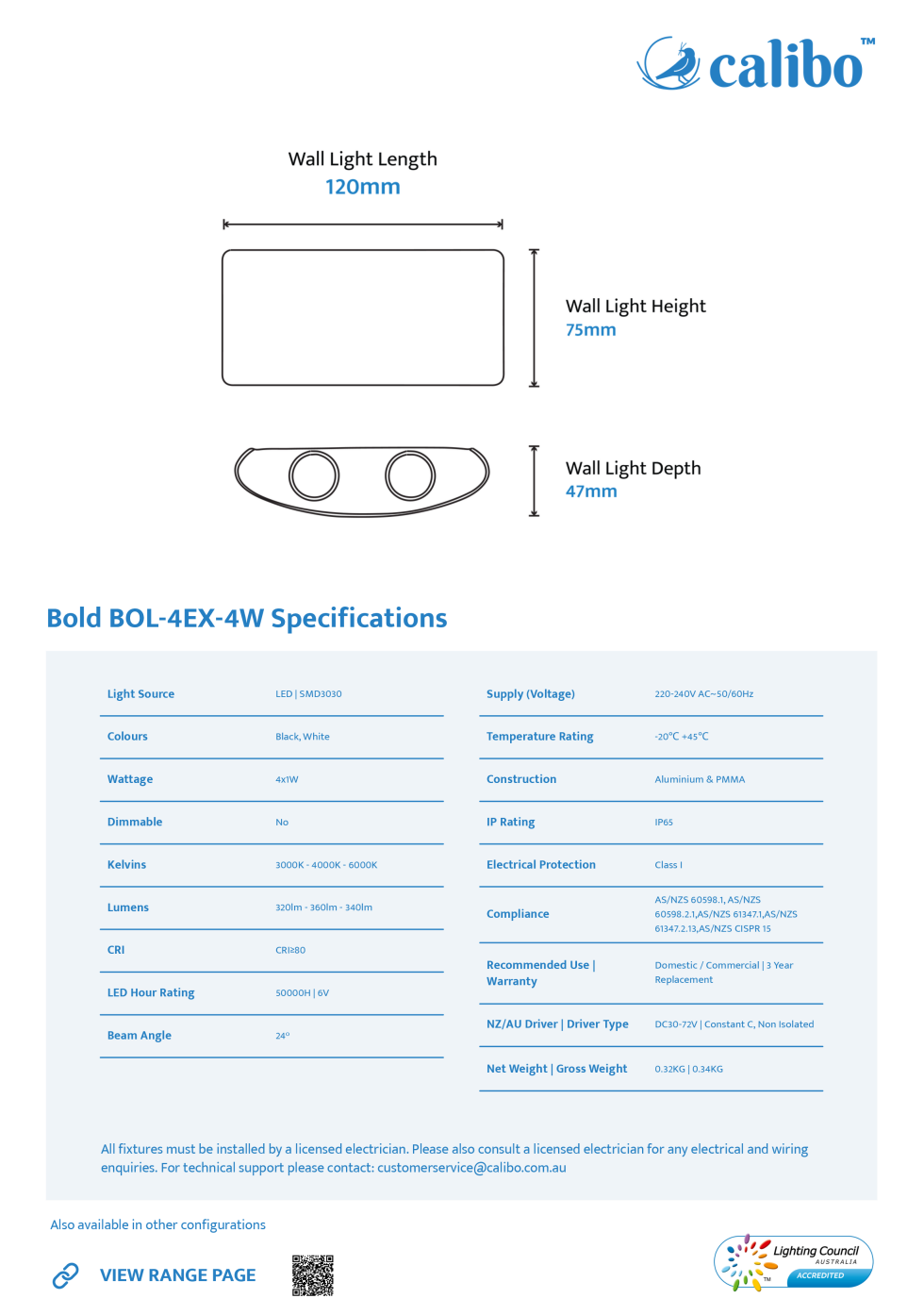 Calibo Bold 4W Multi-Beam Exterior Up/Down LED Wall Light - Black