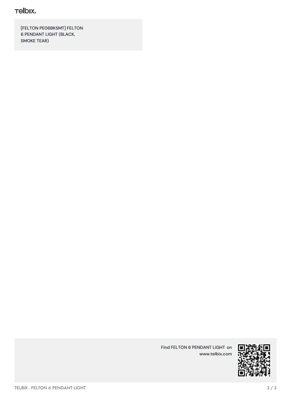 FELTON 6 Pendant Light - Black/Clear Prism