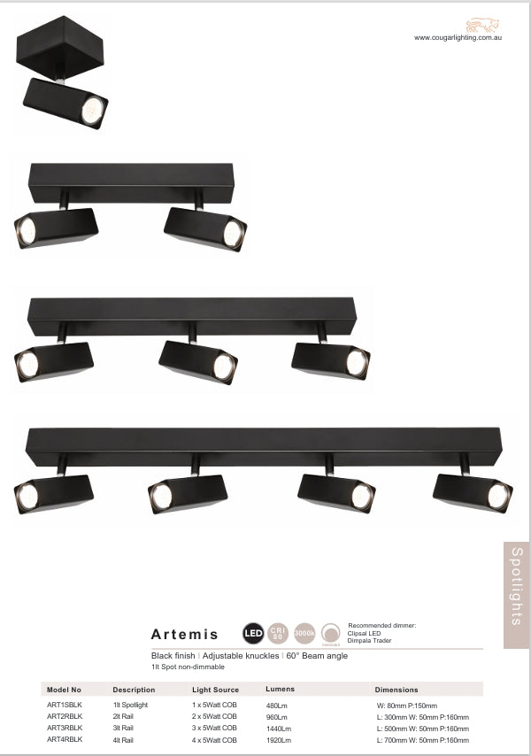 Artemis 2 Light Spotlight - Black