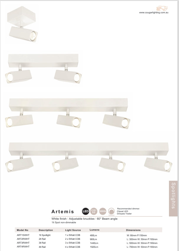 Artemis 2 Light Spotlight - White