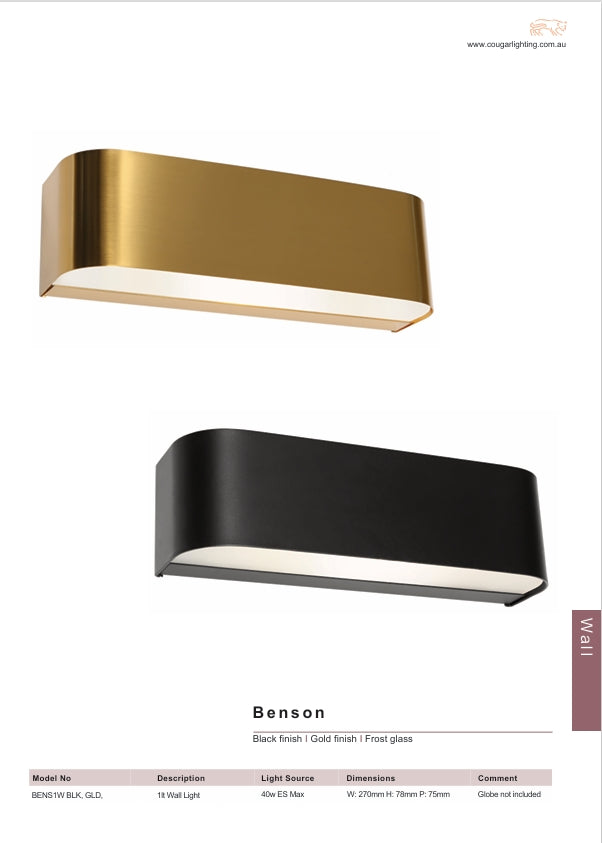 Benson 1 Light Wall Sconce - Black