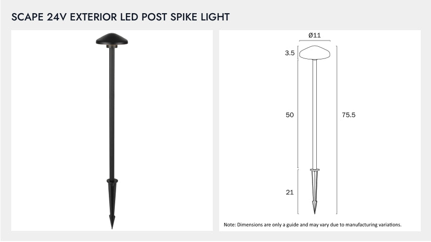 SCAPE 24V Exterior LED Post Spike Light - Black