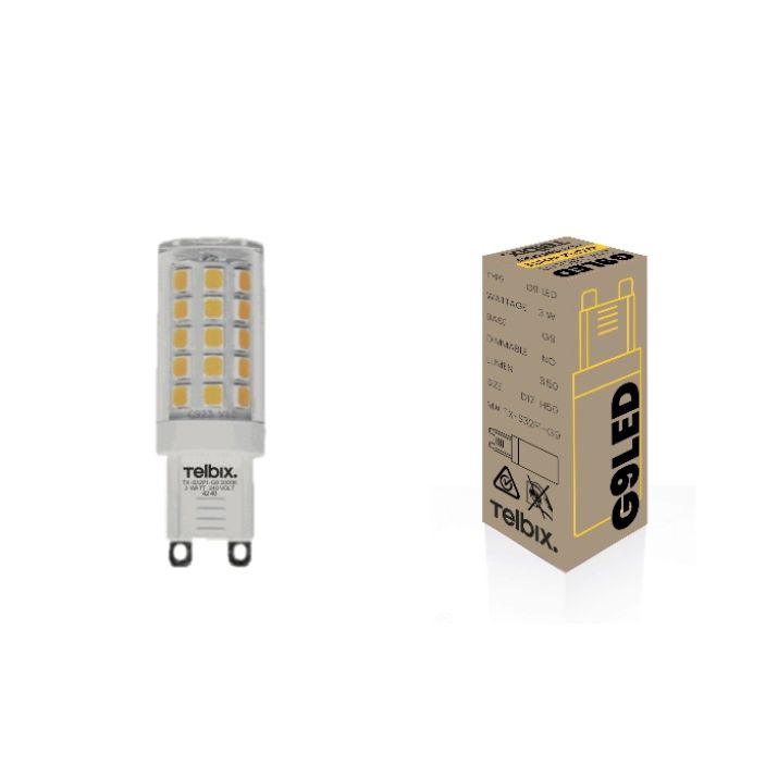 G9 3W LED Globe Clear Non-Dimmable - 3000K