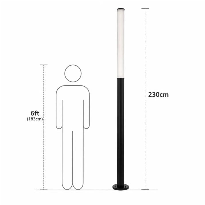 GEVET 230CM Exterior LED Bollard Light - Black
