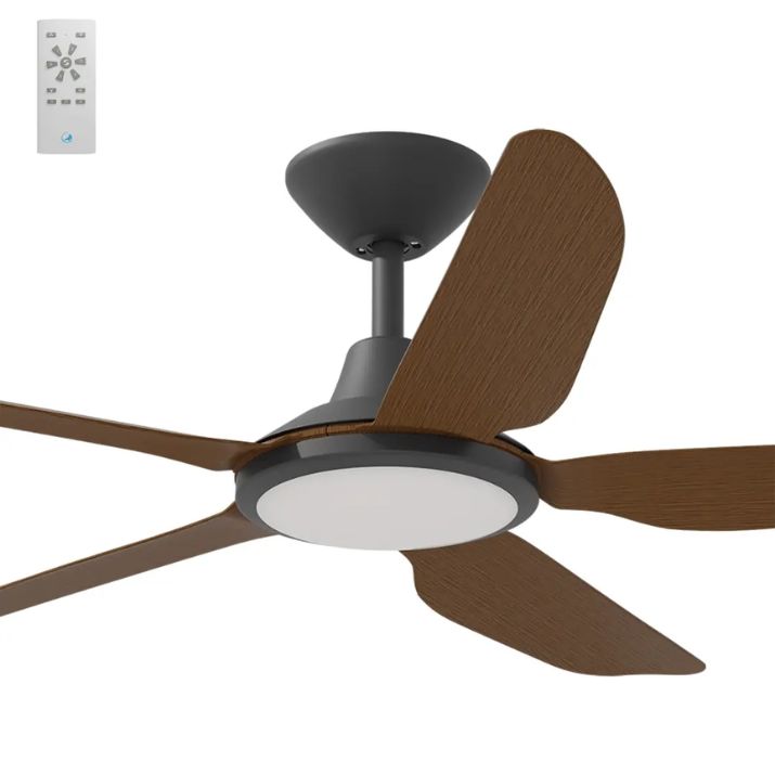 Calibo Storm 48" (1220mm) 5 Blade 18W Tricolour LED Light Indoor/Outdoor DC Ceiling Fan & Remote - Black & Koa