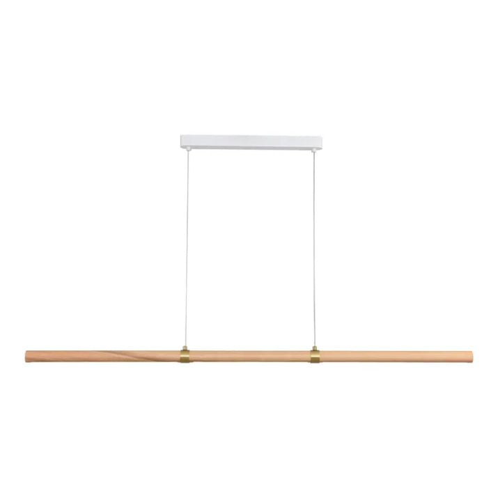 Calibo Aquila 2000mm Timber Tubular LED Linear Pendant with Brass Finish Collar - Ash with White