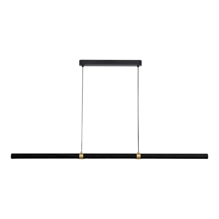 Calibo Aquila 1500mm Timber Tubular LED Linear Pendant with Brass Finish Collar - Black Ash with Black