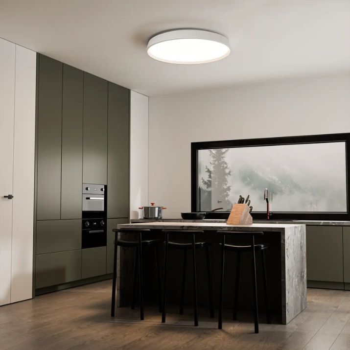 Calibo Kinglet Round 450mm Fluted LED Flush Mount Ceiling Light - White