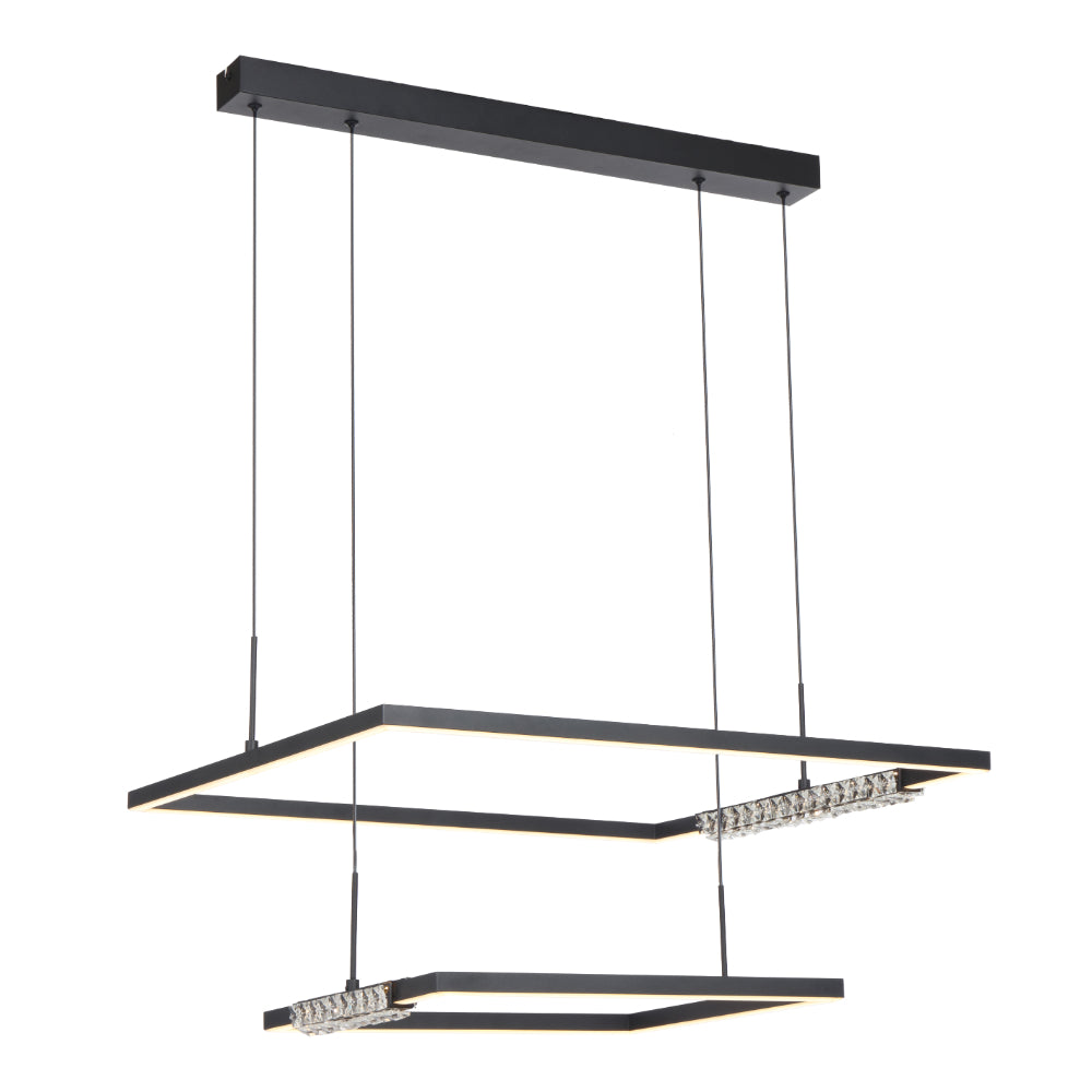 Zafra 2 Tier Pendant Black Sand/Crystal