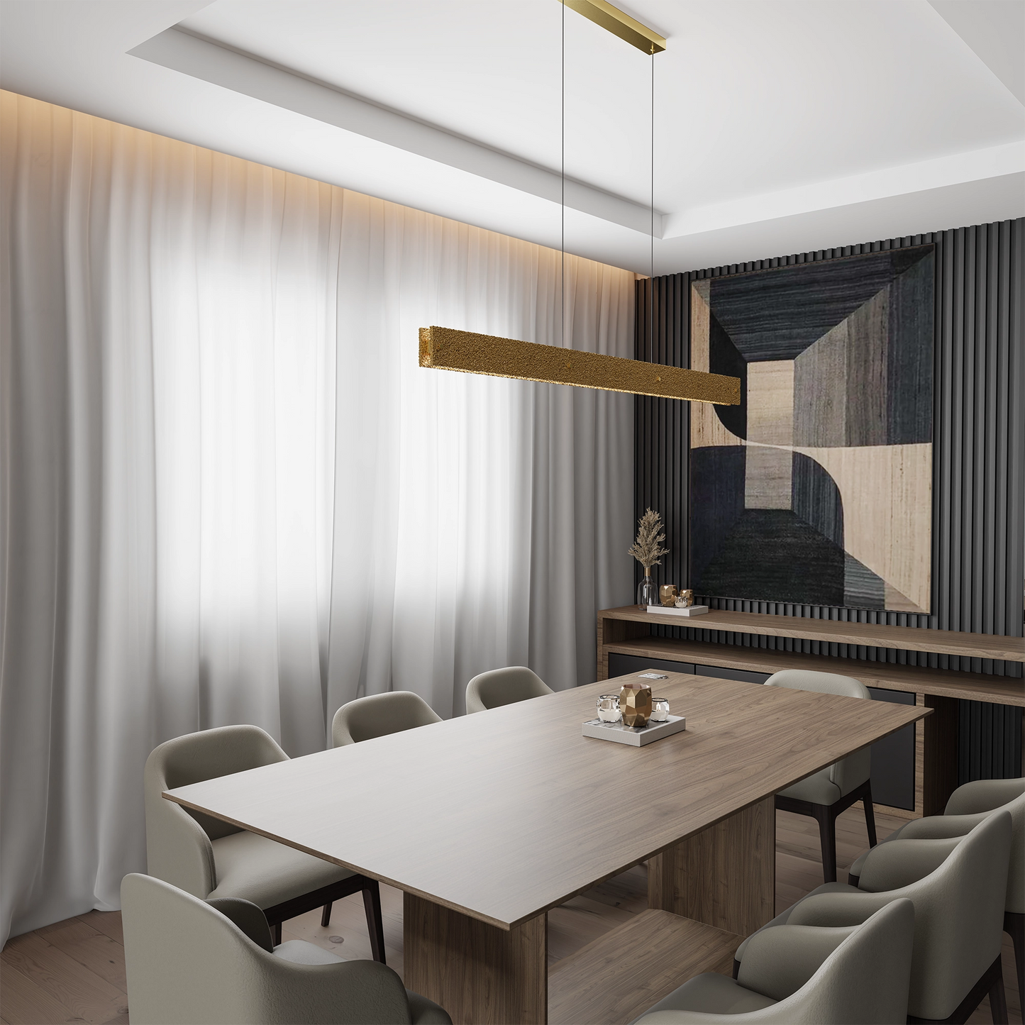 Calibo Couas Textured Honeycomb 3CCT LED Linear Pendant - 2000mm