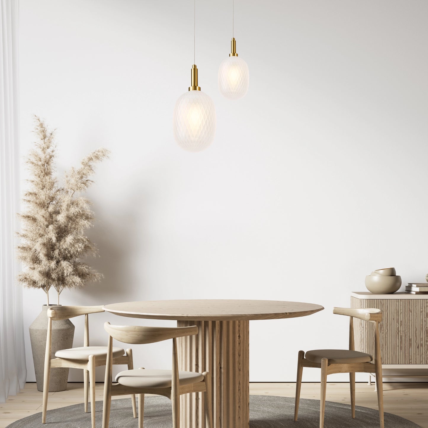 Calibo Lark Diamond Pattern 124mm Glass Pendant - Opal