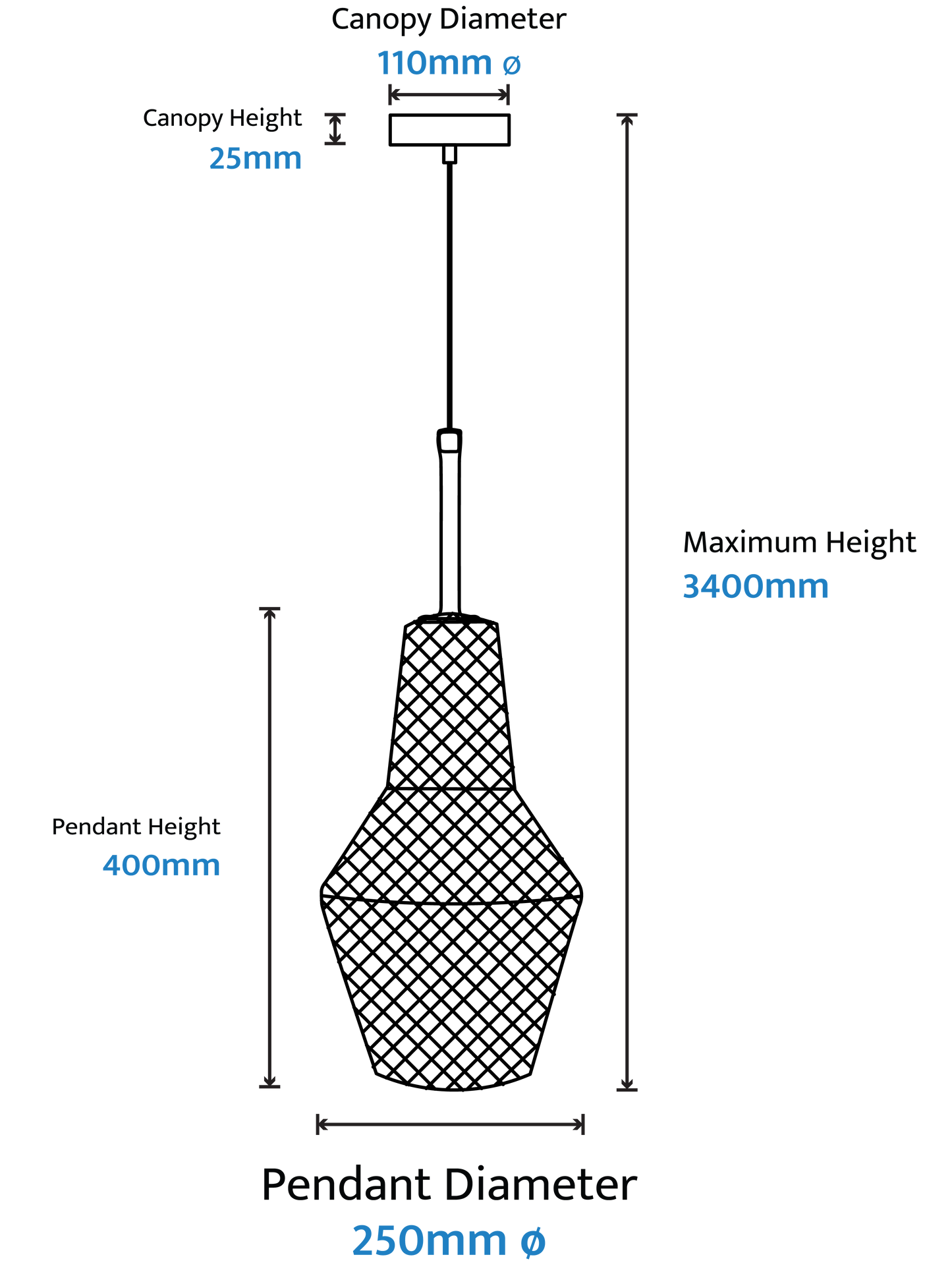 Calibo Avian Diamond Cut Glass 1 Light Pendant - Gold and Smoke