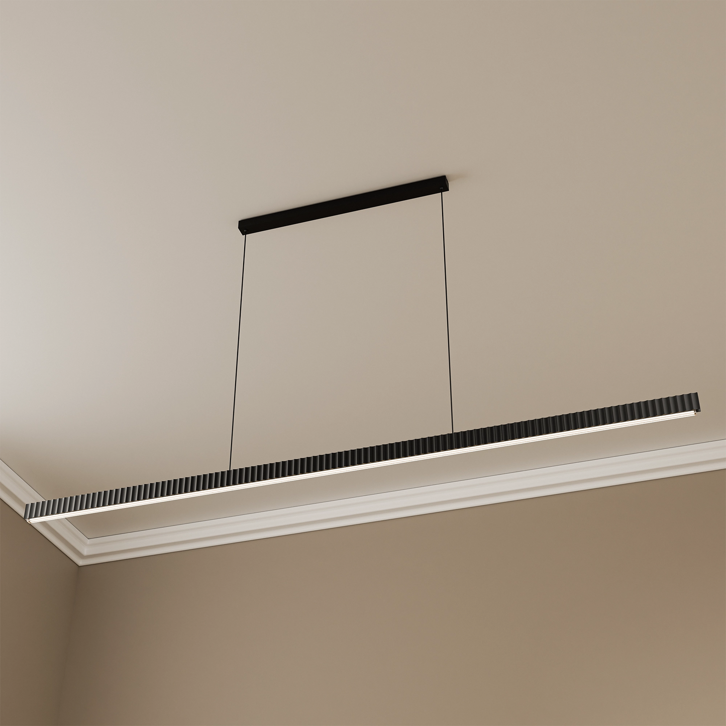 Calibo Prinia Modern Fluted 2032mm Linear Pendant Light - Black