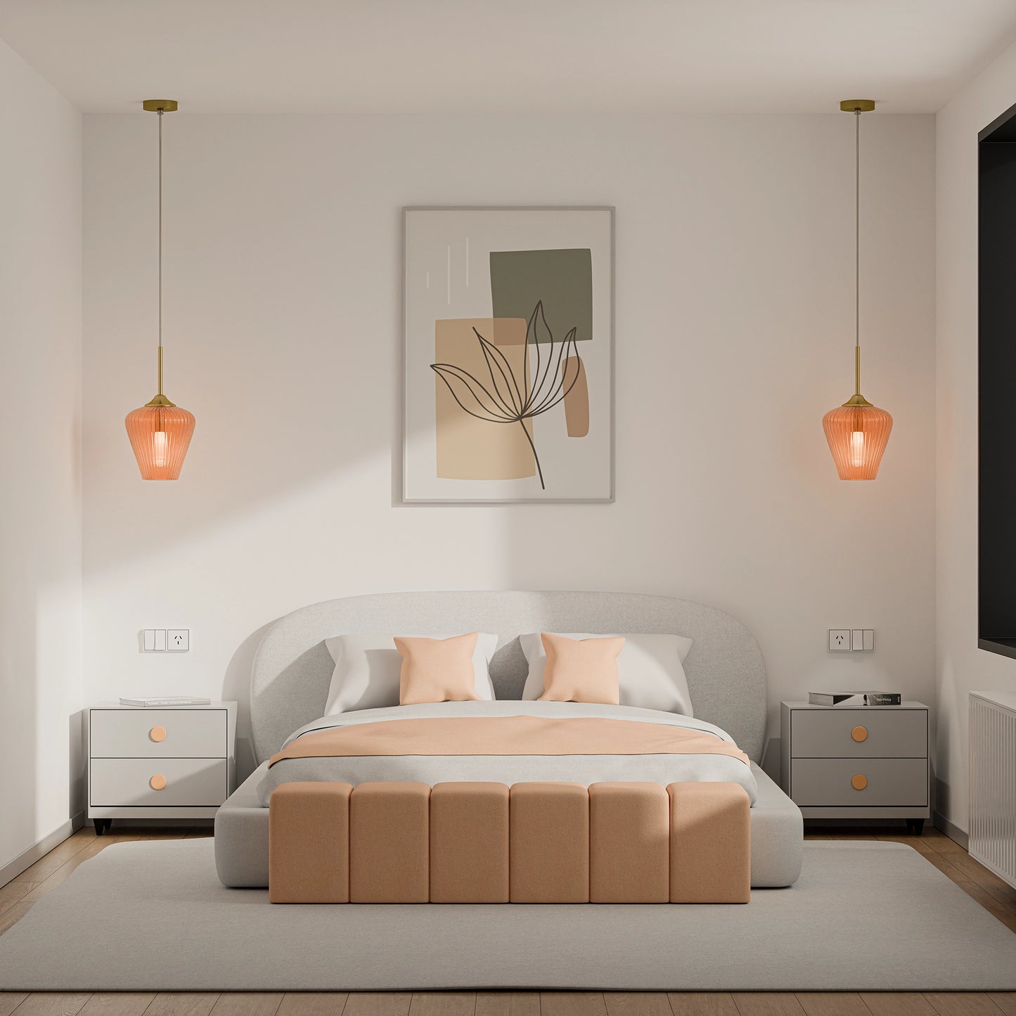 Calibo Ribbon Fluted Glass 360mm Pendant Light - Amber