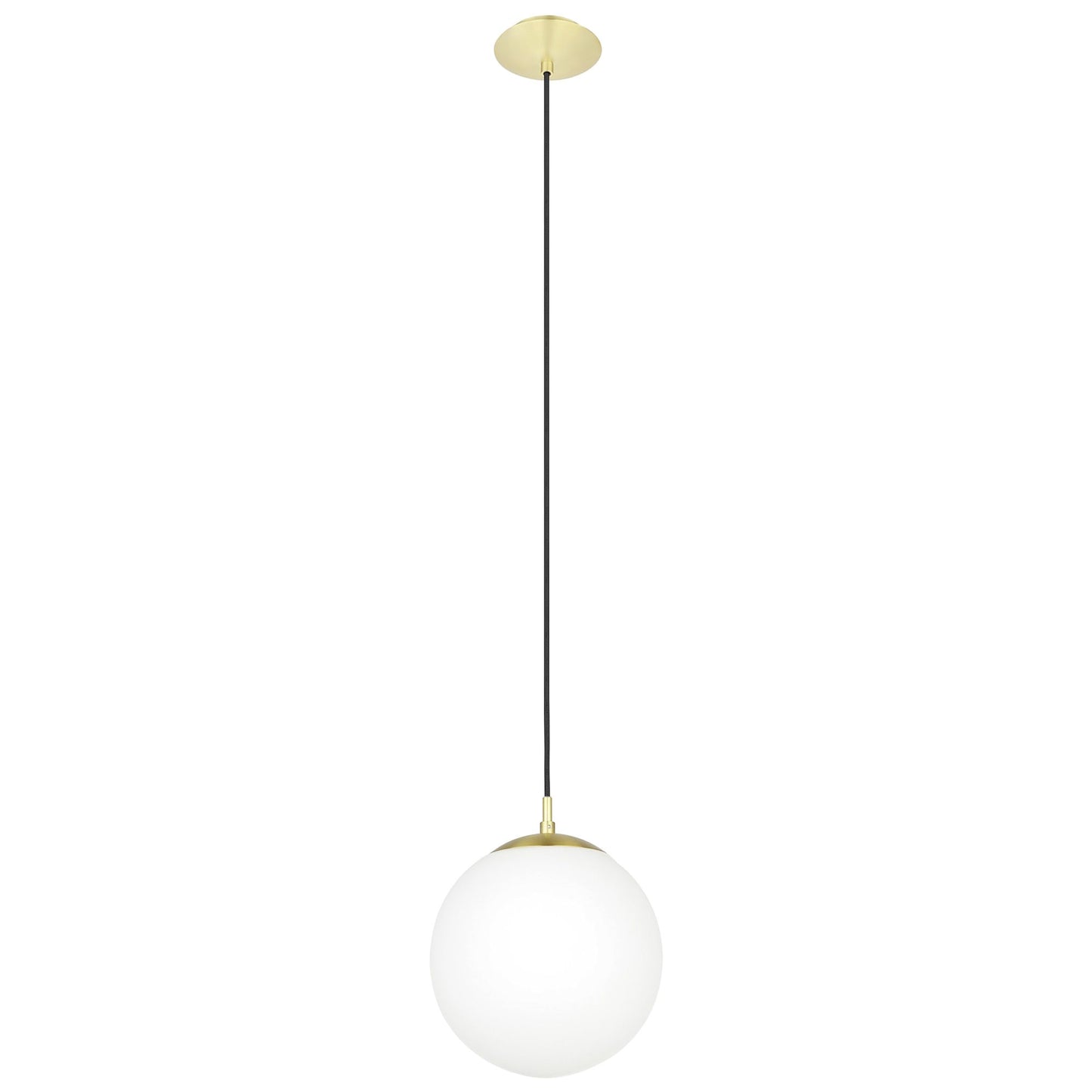 Rondo Glass Ball Pendant Light, Medium, Opal / Brass