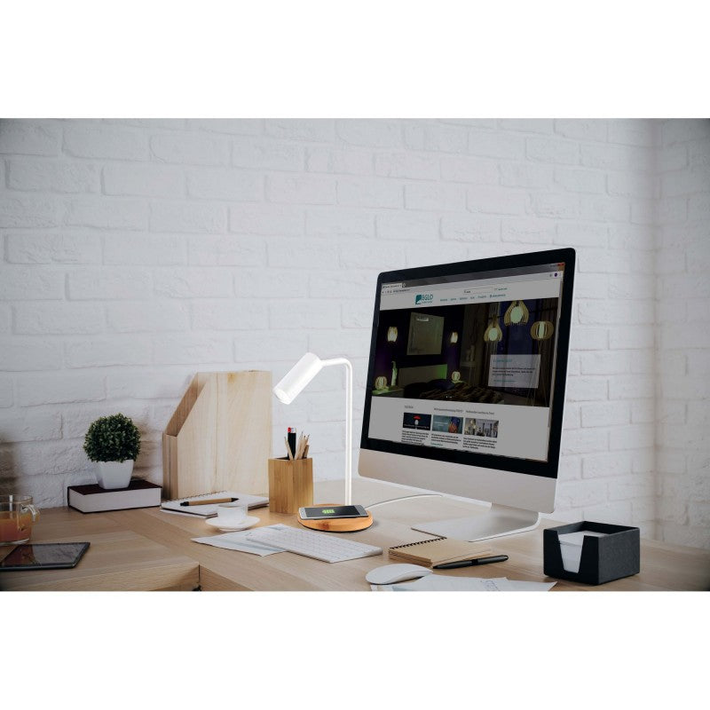 Connor LED Task Lamp with Wireless charger, White