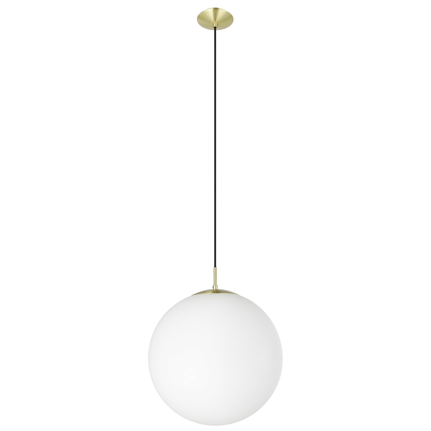 Rondo Glass Ball Pendant Light, Extra Large, Opal / Brass