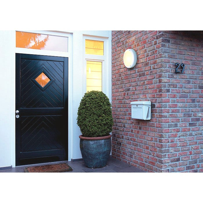 Prestons IP66 Exterior Plain LED Bunker Wall Light, Round, White