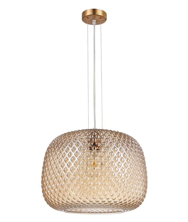 LABU: Interior Dome Glass with Segments Pendant Lights - AMBER