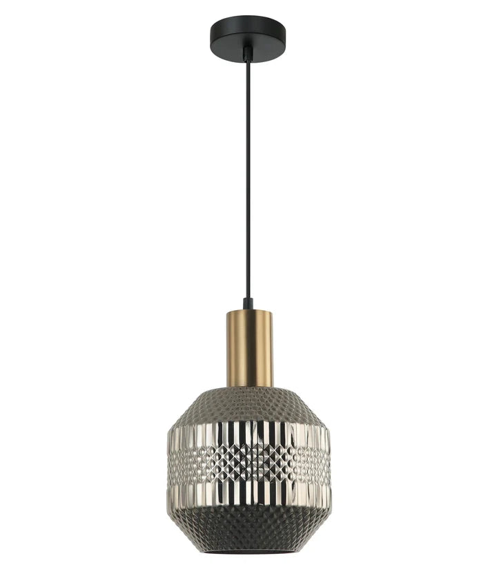 MARACA: Interior Glass Jar With Quadrilateral Segment Pendant Light - Chrome