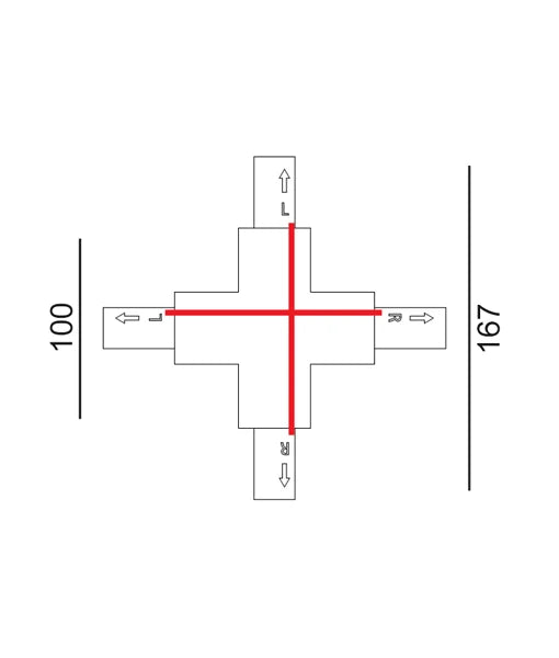 4 Wire 3 Circuit Universal Tracks, Connectors, End Cap & Live End - Connector Cross-Piece BLACK