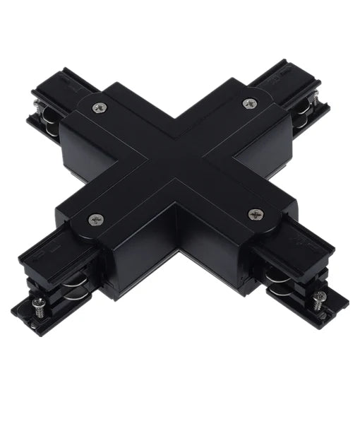 4 Wire 3 Circuit Universal Tracks, Connectors, End Cap & Live End - Connector Cross-Piece BLACK