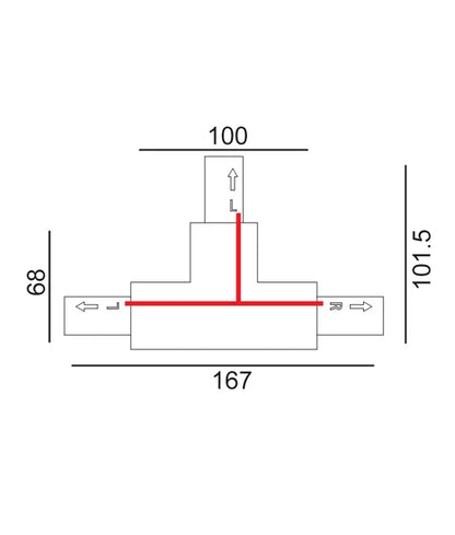 4 Wire 3 Circuit Universal Tracks, Connectors, End Cap & Live End - Connector T-Piece (Right2) BLACK