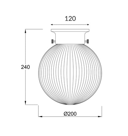 D.I.Y. Batten Fix Ceiling Lights - Large Spherical Ribbed Shape Fixtures (Clear Glass & Chrome Batten)