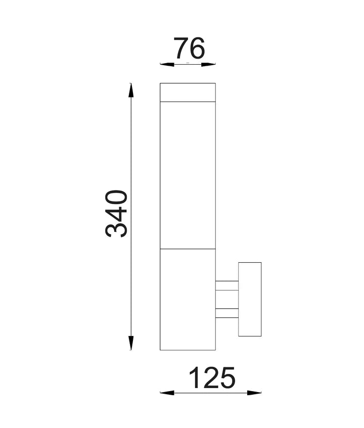 TORRE: Exterior E27 Surface Mounted Wall Light IP44 - Stainless Steel