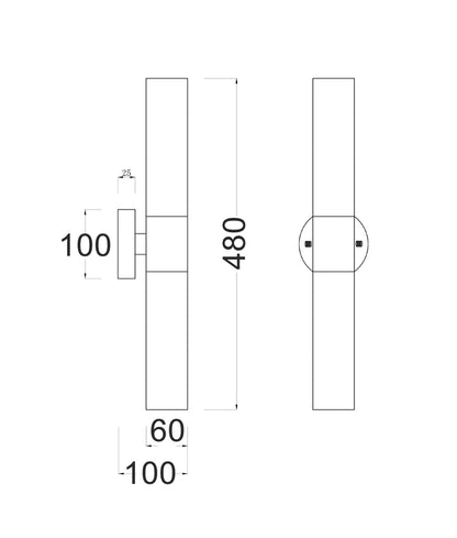 VARA: Interior Tubular Up/Down Opal Glass Wall Light - Chrome