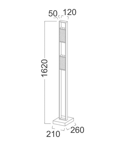 ZEIGEL: Interior LED Rectangular Textured Ice Glass Diffuser Floor Lamp - Antique Brass Housing