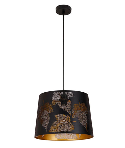PENSHADE: Interior Slanted with Maple Leaf Pattern Laser Cut Pendant Lights - Black