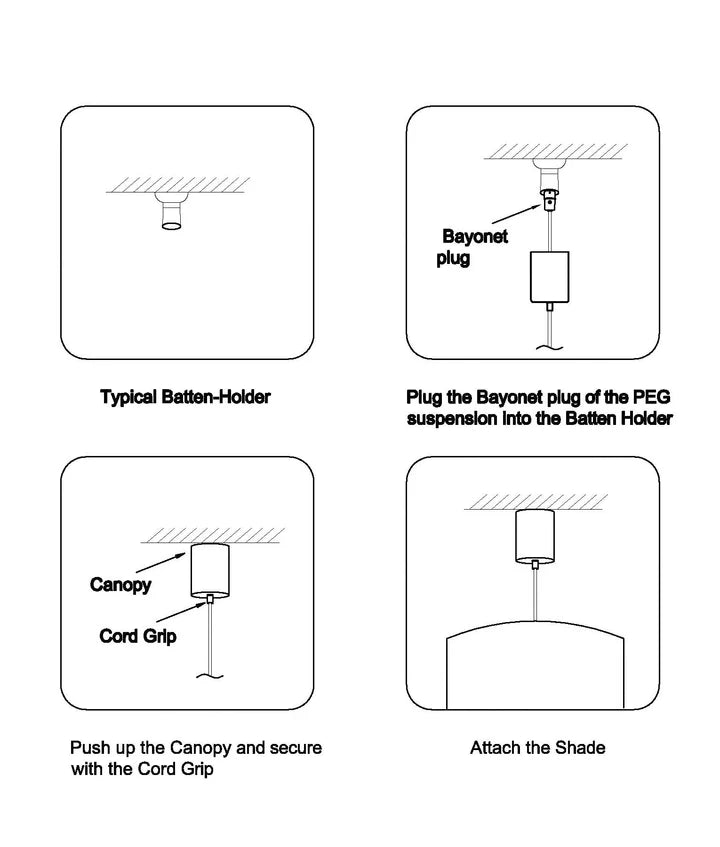 D.I.Y. Plug-in Pendant Light Suspension Kit - Black