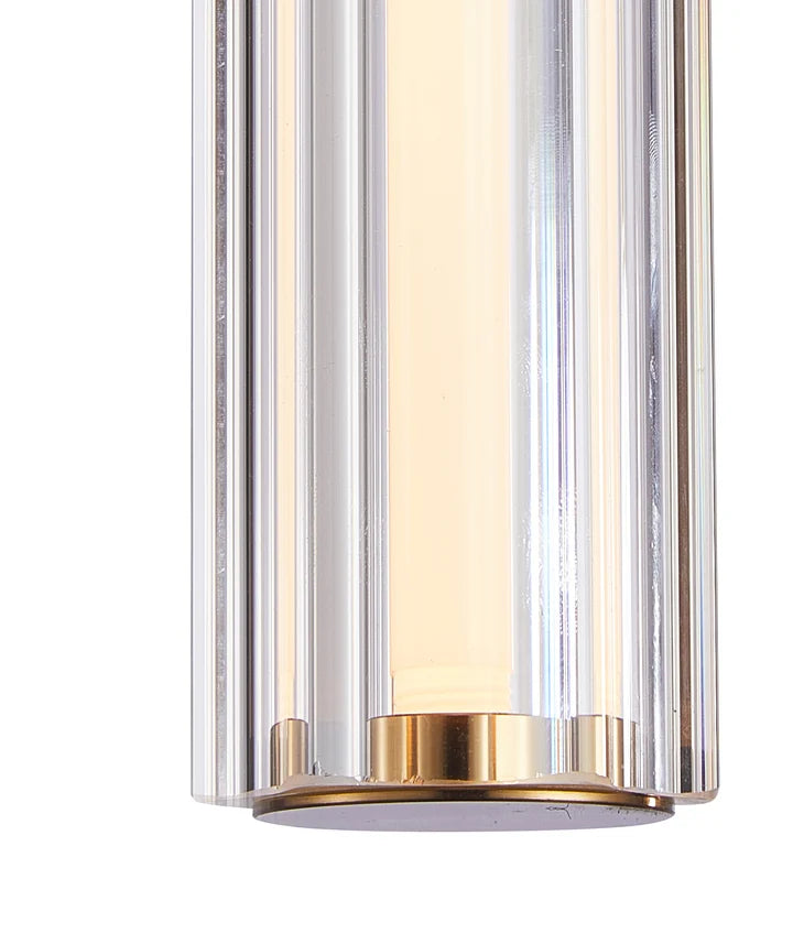 FRECCIA: Interior LED Tri-CCT Glass with Curve Cylinder Pendant Lights - Clear Glass