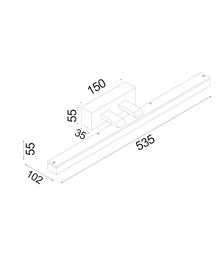 VANITAS: Interior LED Tri-CCT Vanity / Picture Wall Lights IP44 (L535mm) - Black/Medium