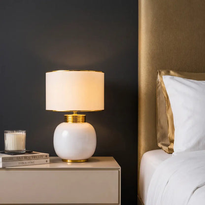 DAVILA Ceramic Table Lamp - White/Gold