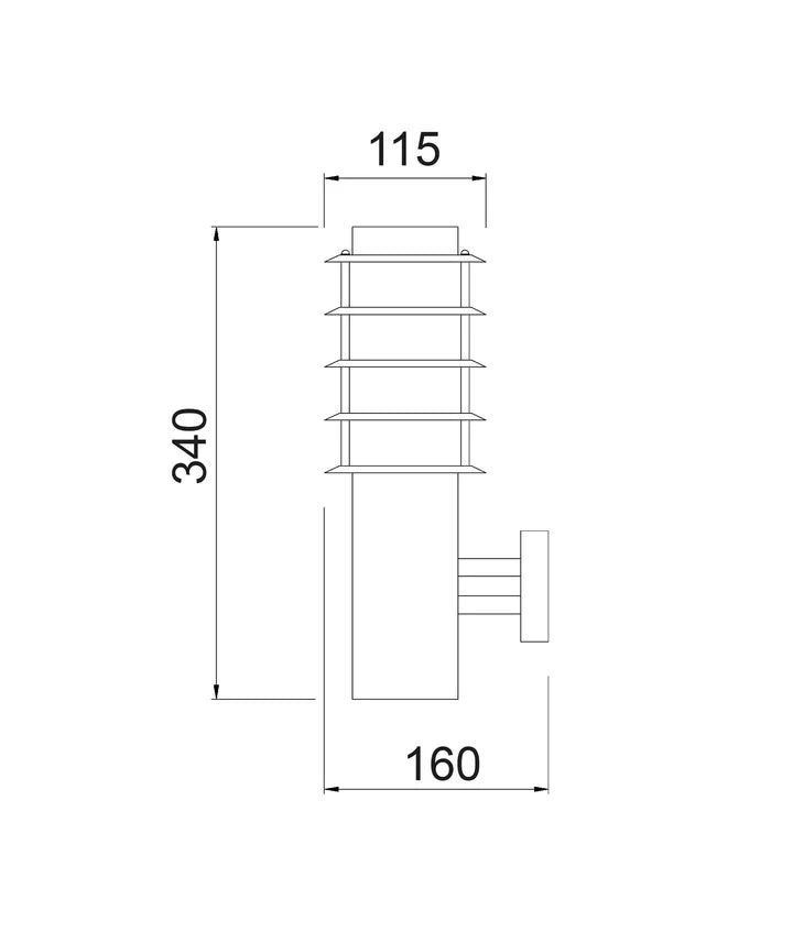 BORDA: Exterior E27 Surface Mounted Louvred Wall Light IP44 - Matte Black