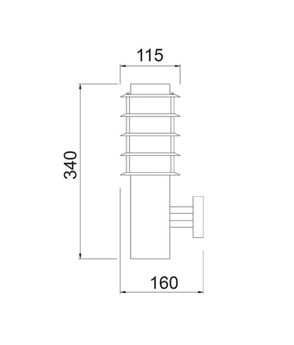 BORDA: Exterior E27 Surface Mounted Louvred Wall Light IP44 - Matte Black