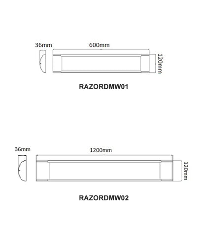 RAZORDMW: Interior LED Surface Mounted Dimmable Tri-CCT Battens (Wide) 36W