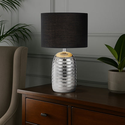 SEVIA Ceramic Table Lamp - Silver/Black