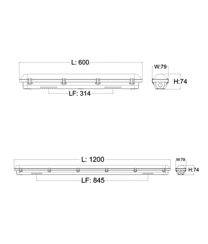 SHIELDTRI: Exterior LED Waterproof Dual Power & Tri-CCT Battens IP65 IK08 - 9W / 18W