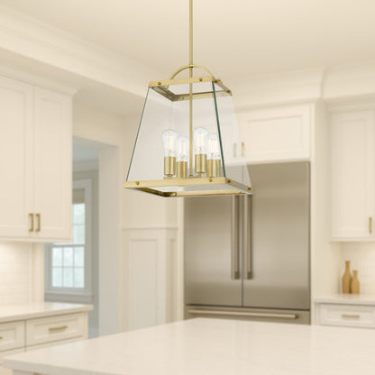 Telbix COLAIR 4 Lights Solid Brass Pendant(Brass)