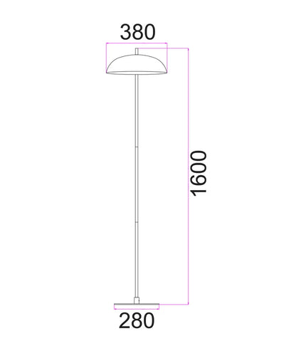 PARAGUAS: Interior Black Dome Shade with Brass Rod Floor Lamp