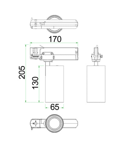 4 Wire 3 Circuit LED Tri-CCT Dimmable Track Head Fitting - White