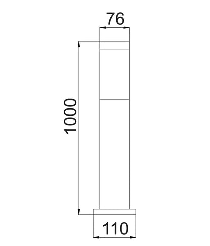 TORRE: E27 Surface Mounted Black Bollard Lights IP44 - 1000mm