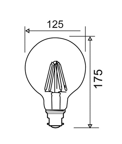 G125 LED Filament Dimmable Globes Frosted Diffuser (8W) - Options:  ES/E27 2700K