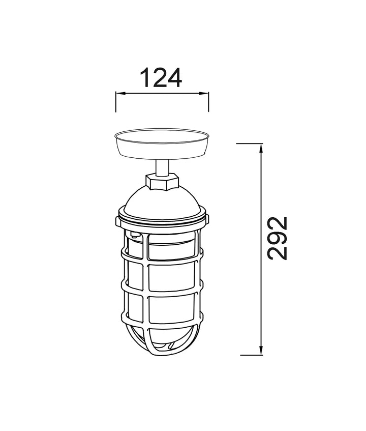 VILLAKU: Exterior Cylinder Aluminium & Glass with Cage Ceiling / Wall Lights IP44 - Matte Black