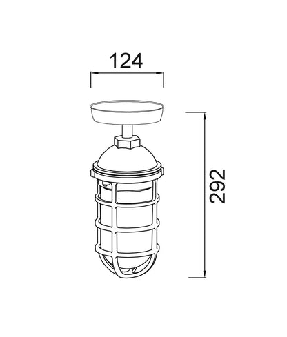 VILLAKU: Exterior Cylinder Aluminium & Glass with Cage Ceiling / Wall Lights IP44 - Matte Black