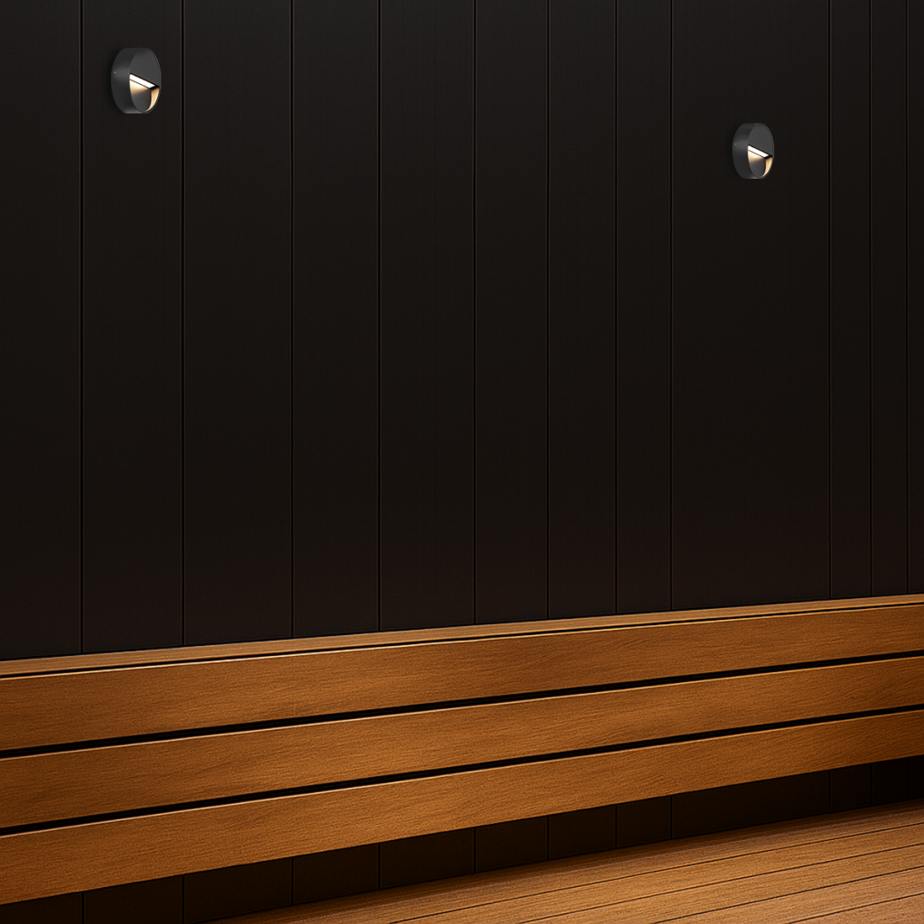MUSAN Round LED Step Wall Light - Black