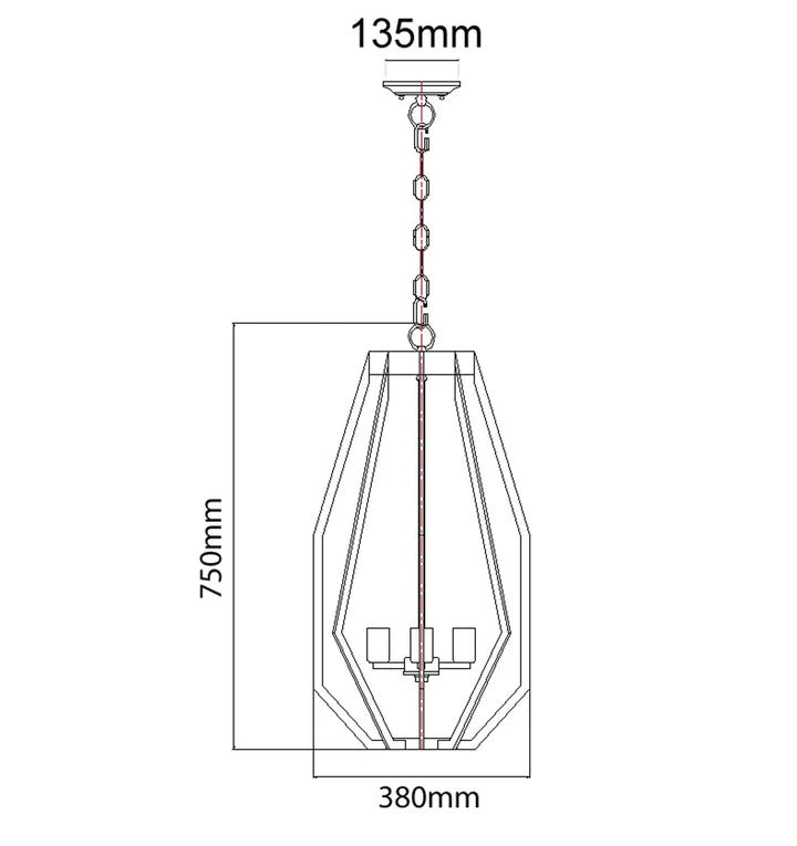 GAMBA: Industrial Black Rustic Narrow Angular Cage Pendant Light